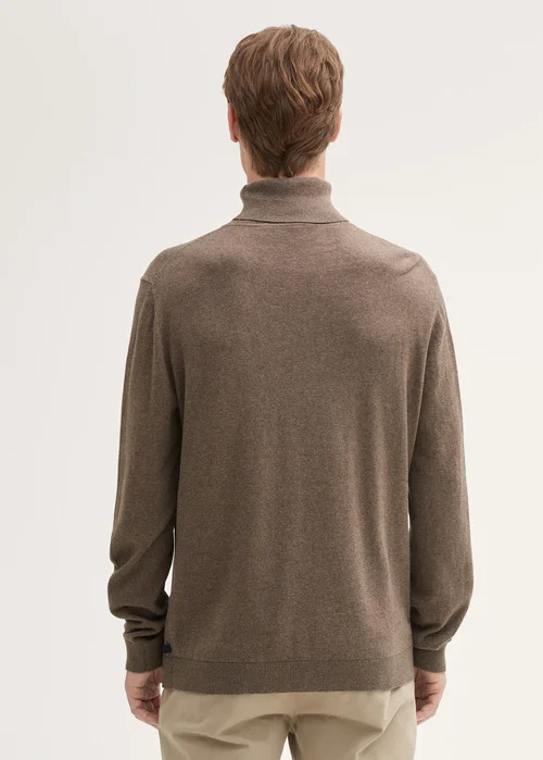 Tom Tailor Turtleneck Cashmere Sweater Wood Brown Melange