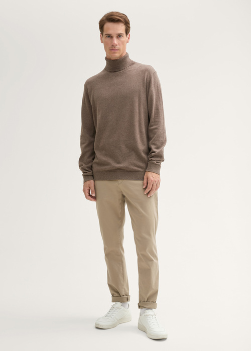 Tom Tailor Turtleneck Cashmere Sweater Wood Brown Melange - 1043267-36303