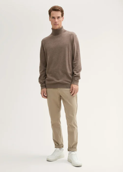 Tom Tailor Turtleneck Cashmere Sweater Wood Brown Melange