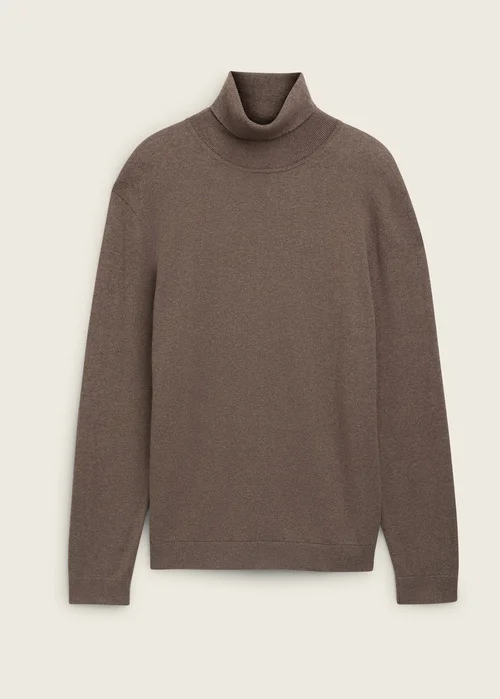 Tom Tailor Turtleneck Cashmere Sweater Wood Brown Melange