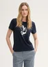 Tom Tailor Printed T Shirt With Organic Cotton True Navy Blue