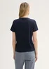 Tom Tailor Printed T Shirt With Organic Cotton True Navy Blue