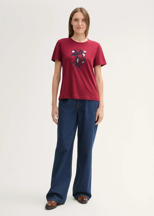 Tom Tailor Printed T Shirt With Organic Cotton Deep Red