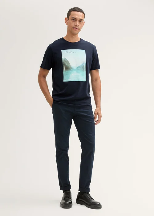 Tom Tailor T Shirt With A Photo Print Sky Captain Blue