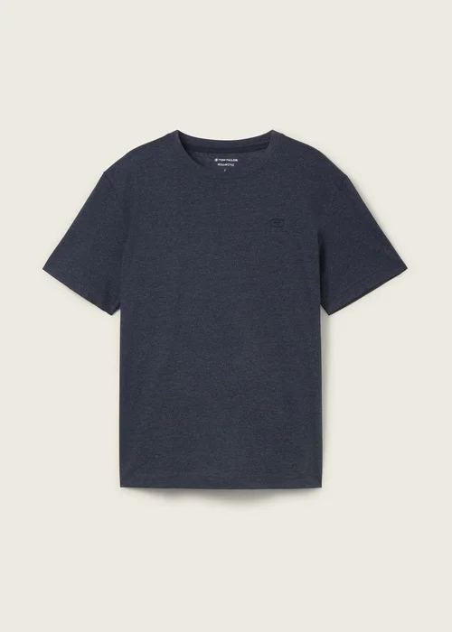 Tom Tailor C Neck T Shirt Sky Captain Blue White Melange