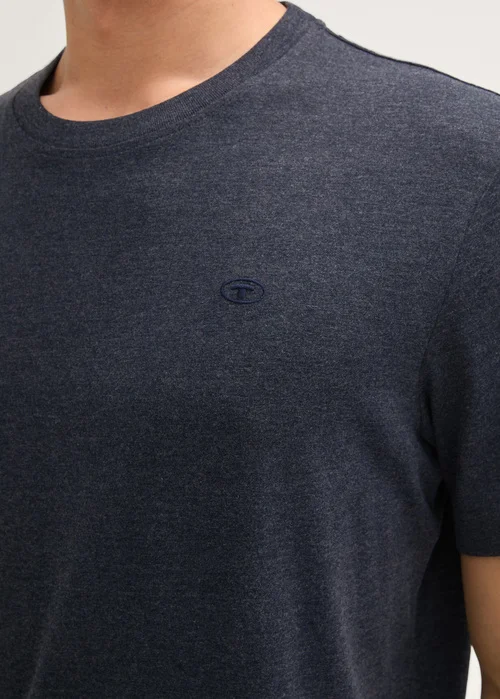 Tom Tailor C Neck T Shirt Sky Captain Blue White Melange