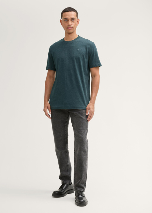 Tom Tailor C Neck T Shirt Deep Green Lake Melange - 1044016-24704