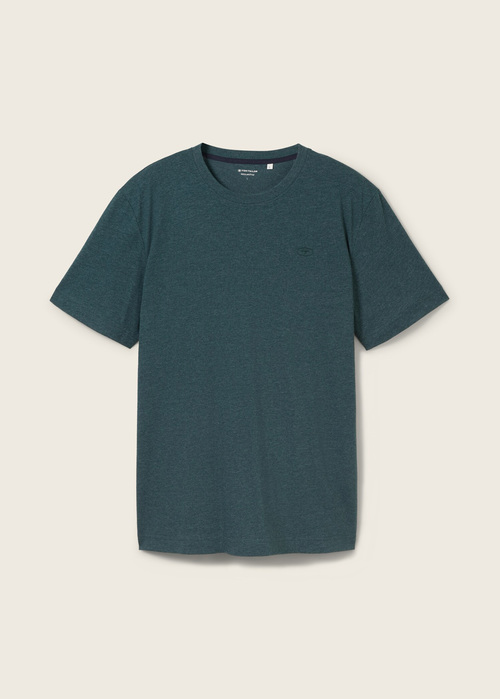 Tom Tailor C Neck T Shirt Deep Green Lake Melange - 1044016-24704