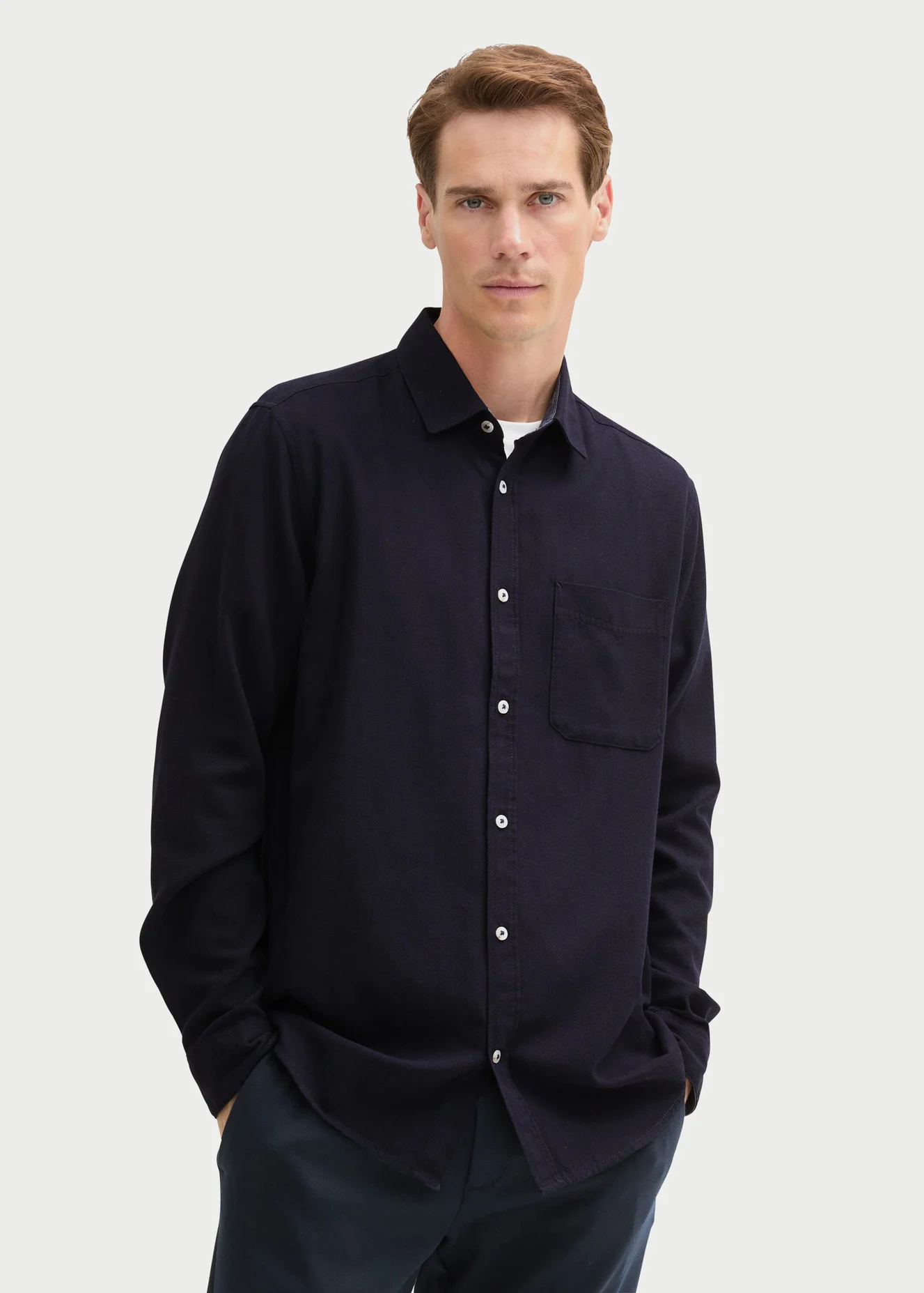 Tom Tailor Shirt With A Mlange Look Knitted Navy Melange