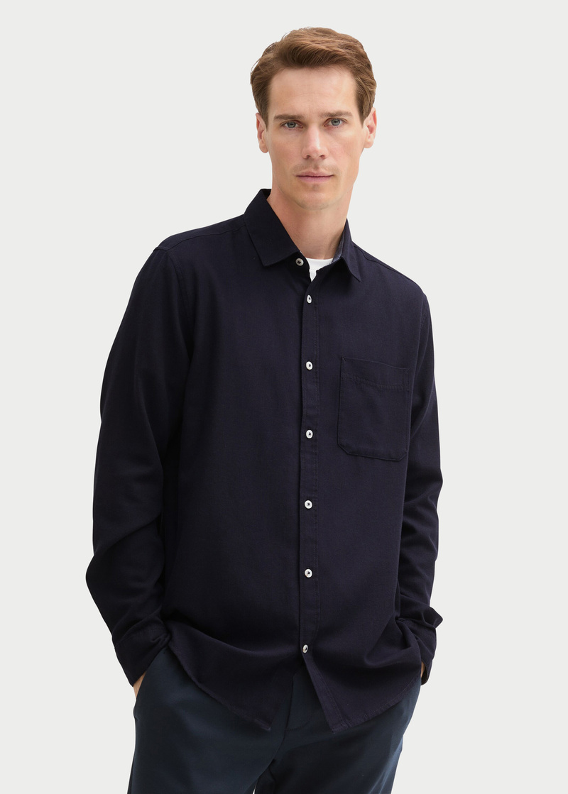 Tom Tailor Shirt With A Mlange Look Knitted Navy Melange - 1042659-13160