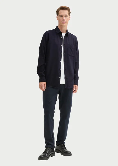 Tom Tailor Shirt With A Mlange Look Knitted Navy Melange