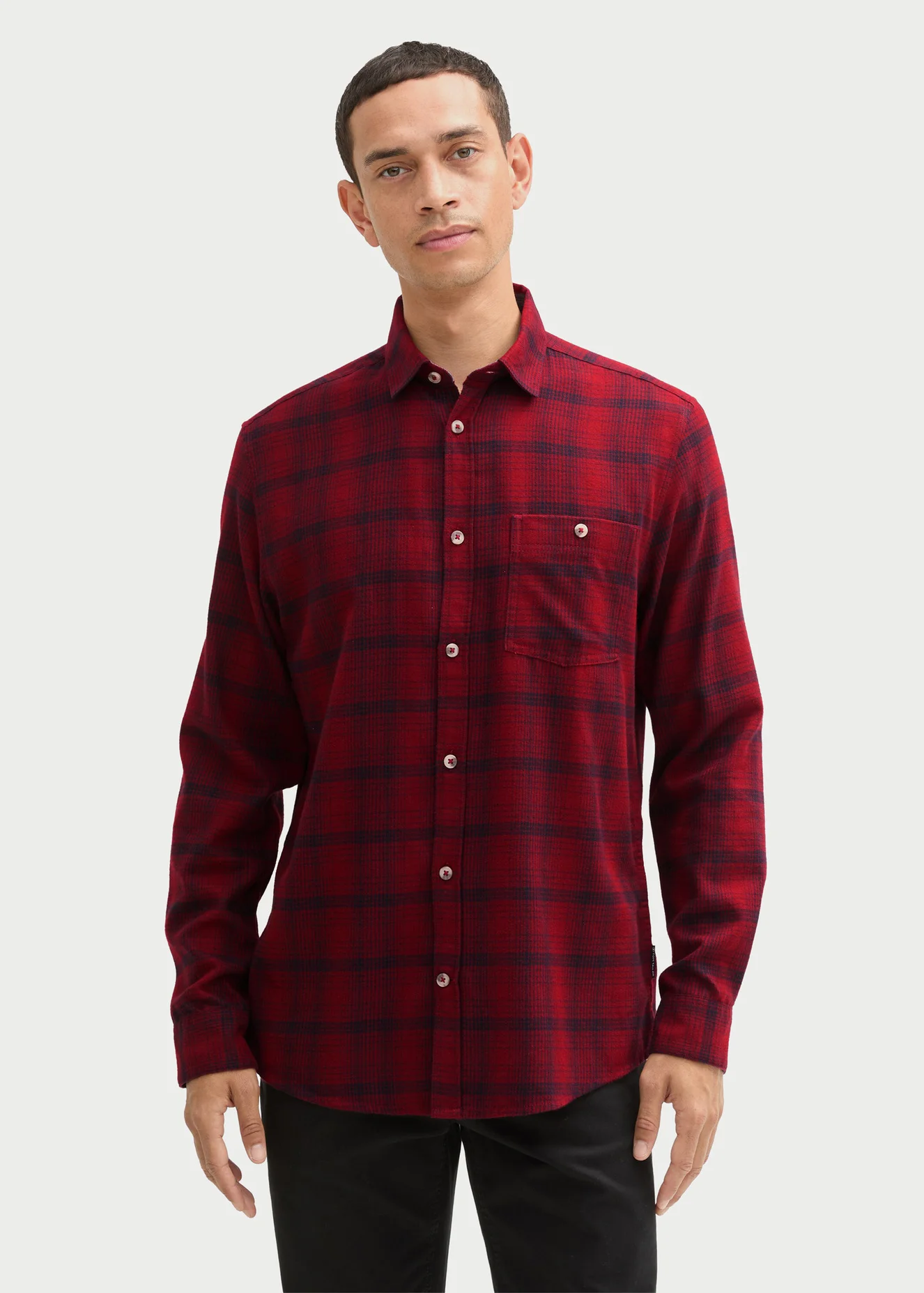 Tom Tailor Shirt In A Checked Pattern Burgundy Navy Check