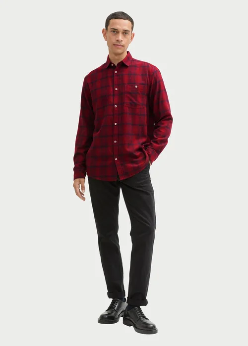 Tom Tailor Shirt In A Checked Pattern Burgundy Navy Check
