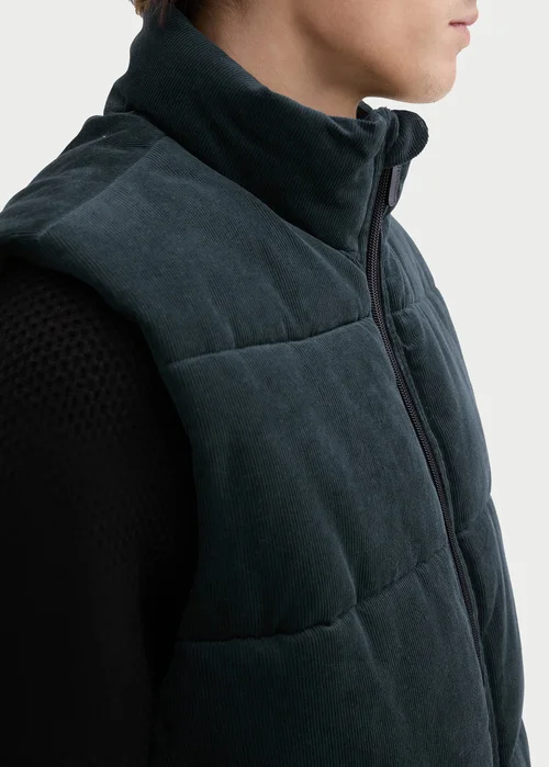 Tom Tailor Puffer Vest With A Corduroy Look Dark Gable Green