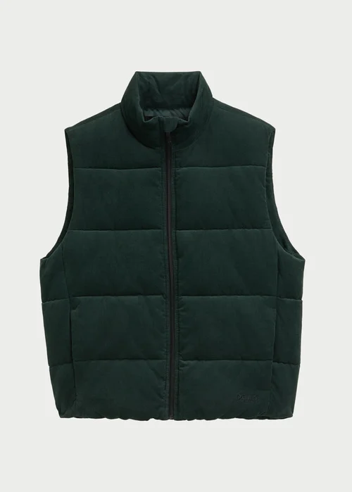 Tom Tailor Puffer Vest With A Corduroy Look Dark Gable Green