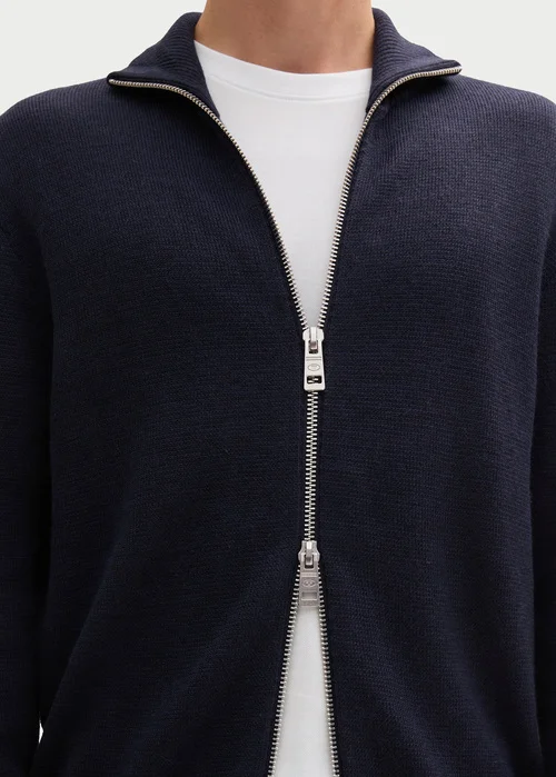 Tom Tailor Double Zip Sweater Knitted Navy Melange