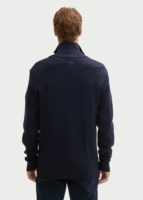 Tom Tailor Double Zip Sweater Knitted Navy Melange