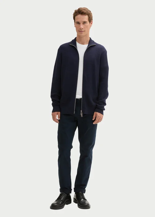Tom Tailor Double Zip Sweater Knitted Navy Melange