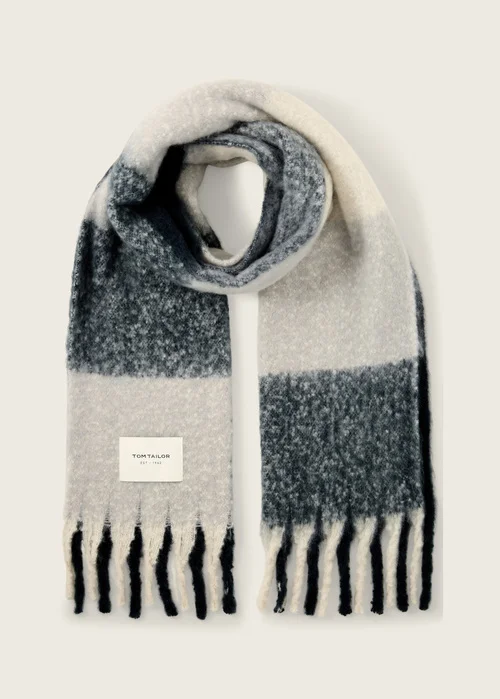 Tom Tailor Soft Scarf With A Check Pattern Navy Creme Check
