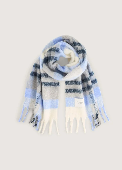 Tom Tailor Soft Scarf With A Check Pattern Winterly Blue Check