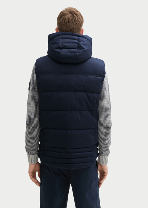 Tom Tailor Puffer Gilet With A Removable Hood Sky Captain Blue - 1041322-10668