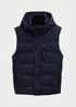 Tom Tailor Puffer Gilet With A Removable Hood Sky Captain Blue