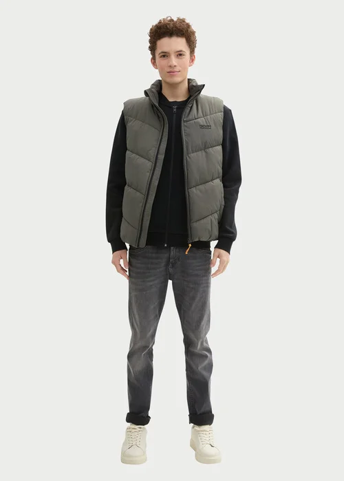 Tom Tailor Puffer Vest With A Logo Urban Olive Green