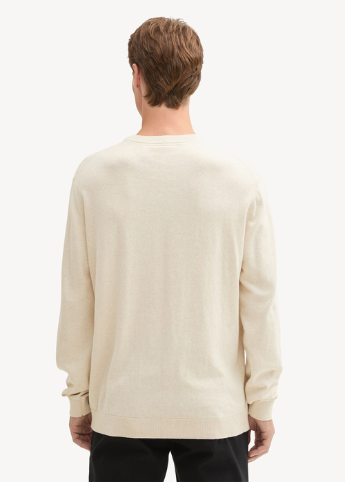 Tom Tailor Knit Sweater In Recycled Cashmere Sand White Melange - 1043266-36305