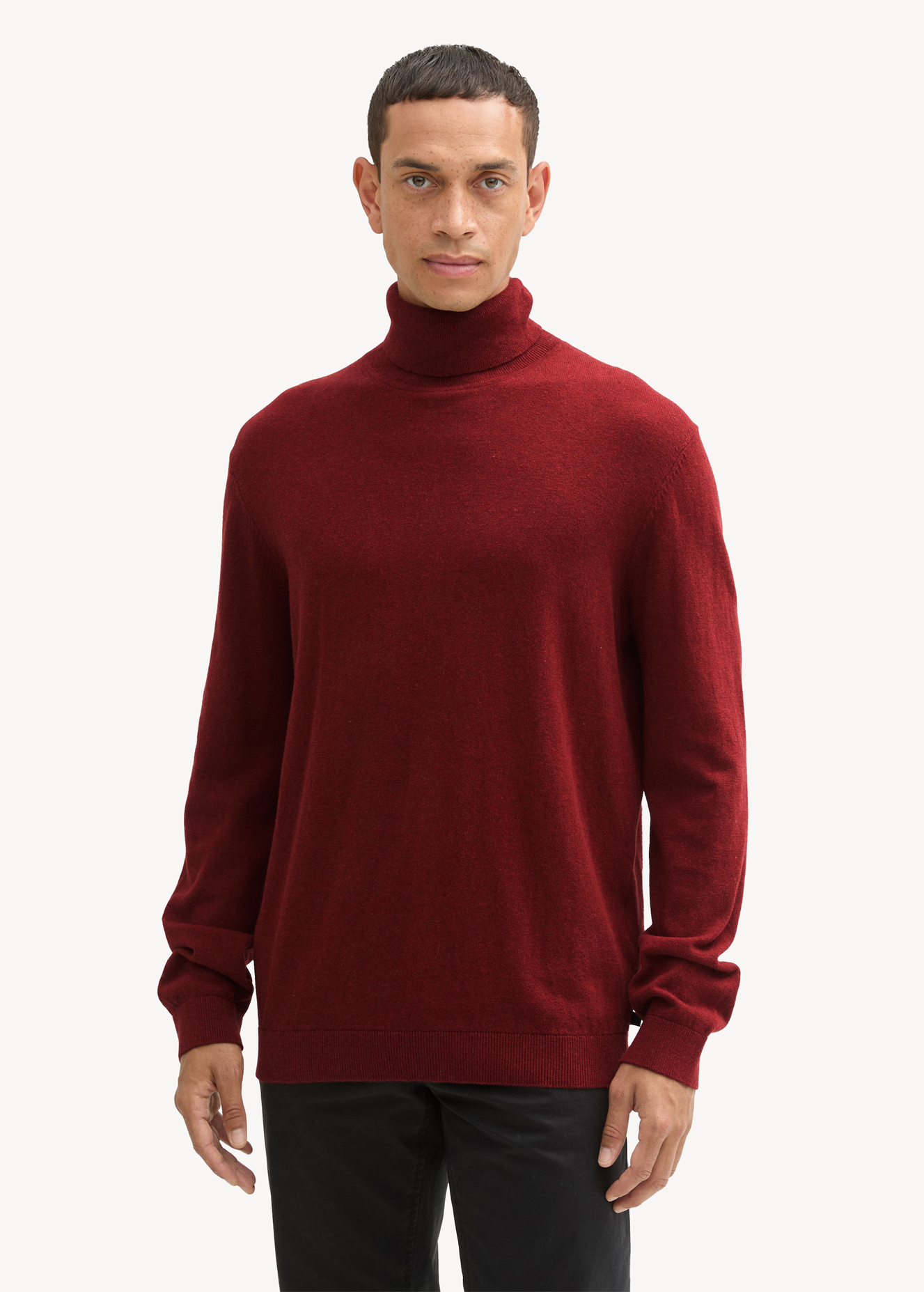 Tom Tailor Turtleneck Cashmere Sweater Burgundy Dark Red Melange - 1043267-35676