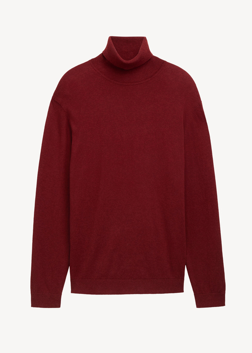 Tom Tailor Turtleneck Cashmere Sweater Burgundy Dark Red Melange - 1043267-35676