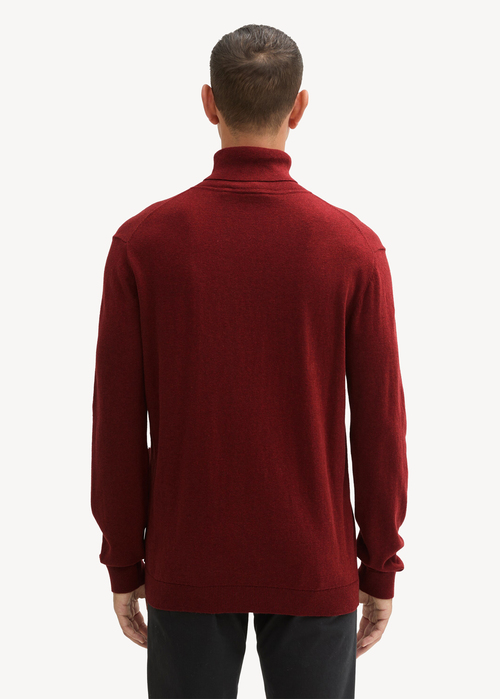 Tom Tailor Turtleneck Cashmere Sweater Burgundy Dark Red Melange - 1043267-35676