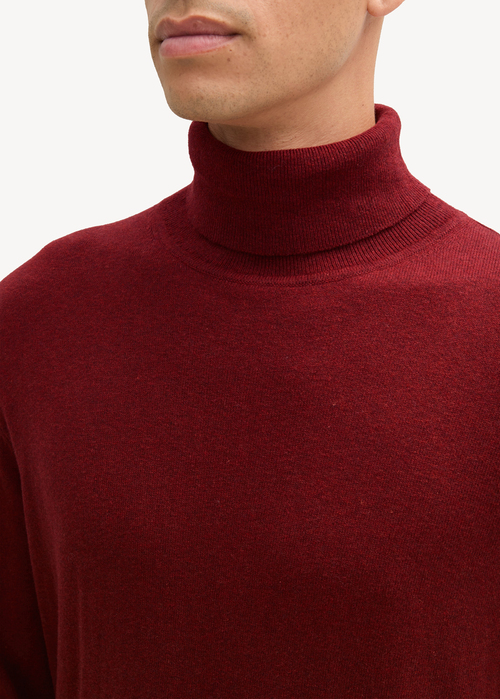 Tom Tailor Turtleneck Cashmere Sweater Burgundy Dark Red Melange - 1043267-35676