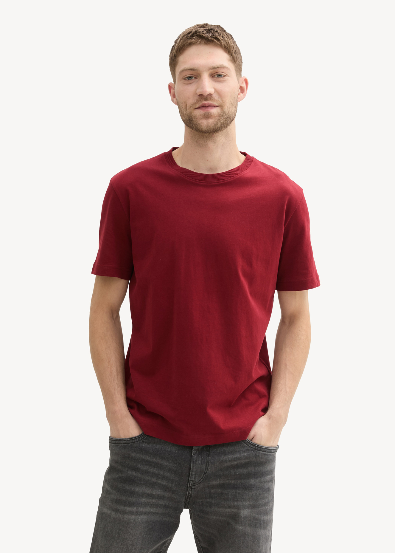 Tom Tailor C Neck T Shirt Burgundy Dark Red - 1043417-13721