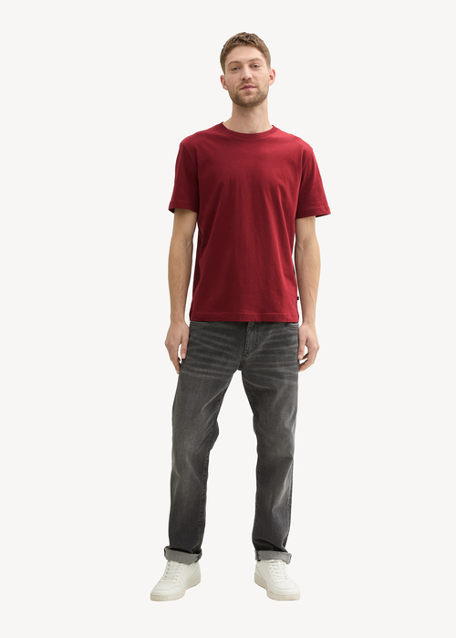 Tom Tailor C Neck T Shirt Burgundy Dark Red - 1043417-13721