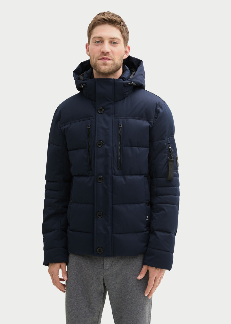 Tom Tailor Puffer Jacket With A Detachable Hood Sky Captain Blue - 1041323-10668