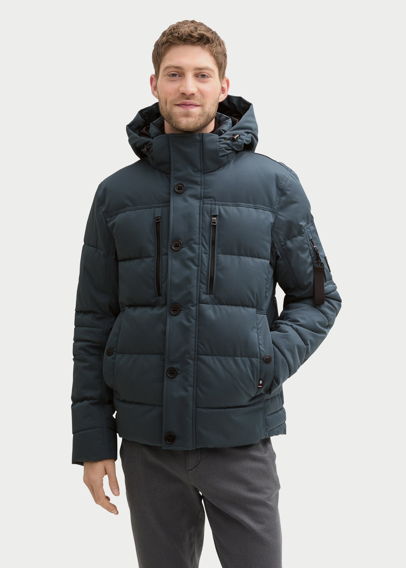 Tom Tailor Puffer Jacket With A Detachable Hood Stormy Blue - 1041323-27604