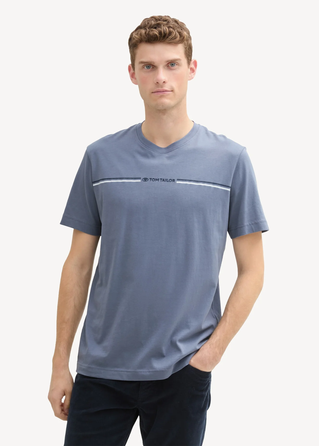 Tom Tailor T Shirt With A Print Dove Grey