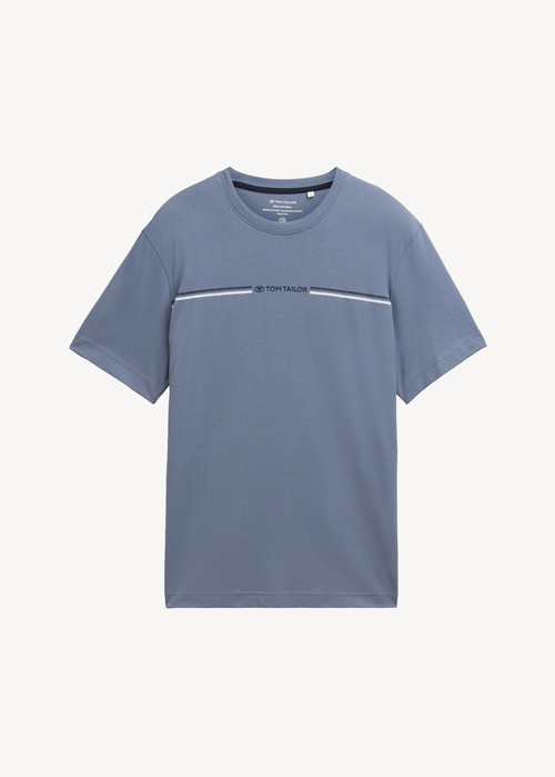 Tom Tailor T Shirt With A Print Dove Grey - 1037803-11281