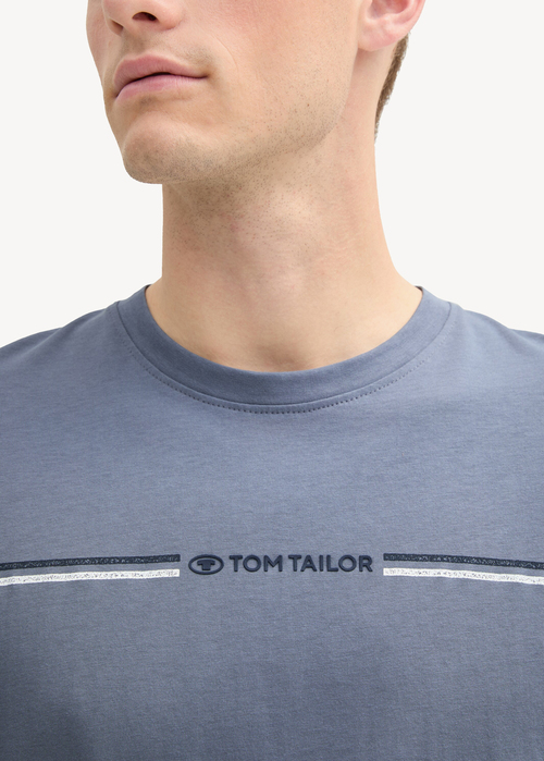 Tom Tailor T Shirt With A Print Dove Grey - 1037803-11281