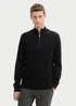 Tom Tailor Knit Troyer In A Mix Of Textures Black