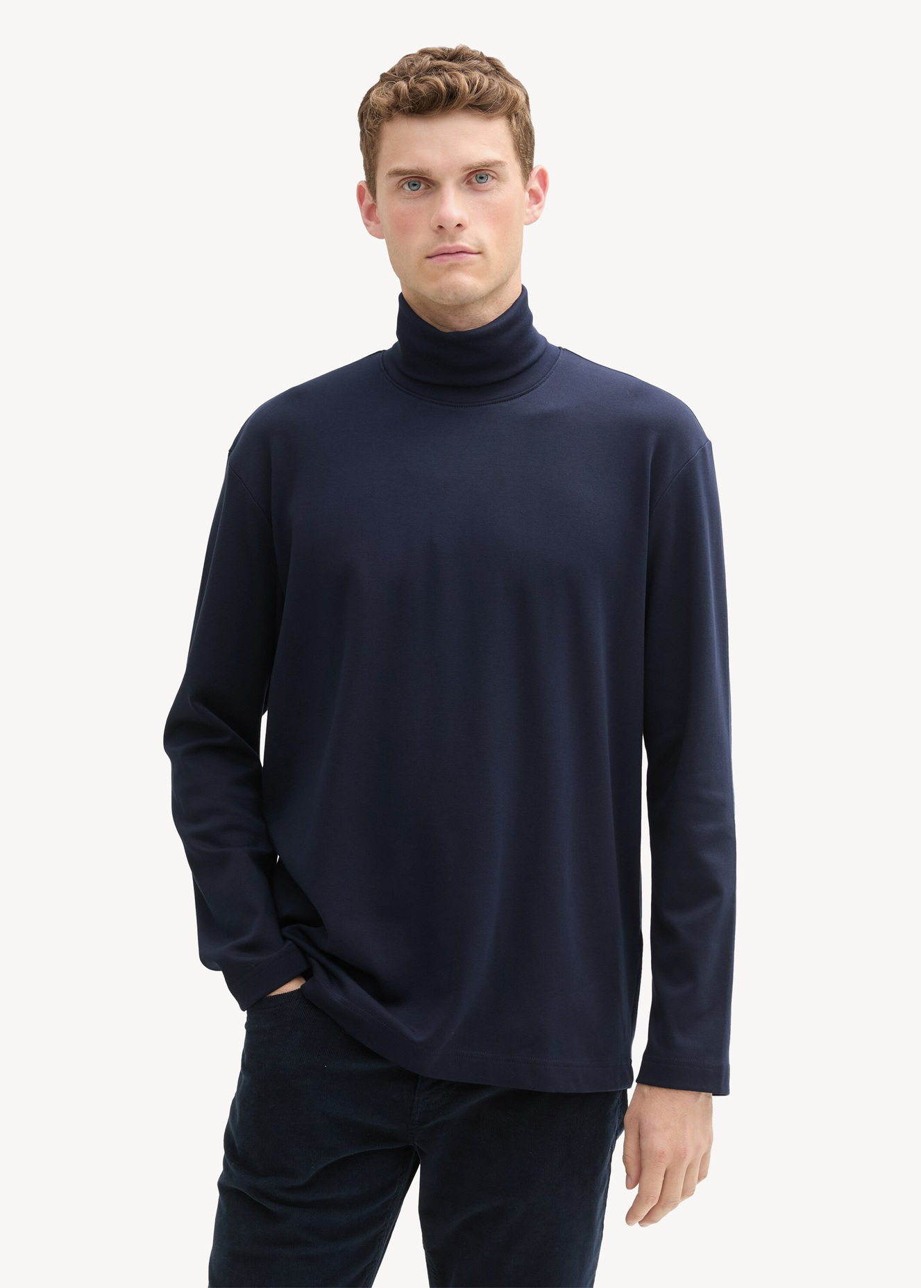 Tom Tailor Long Sleeved Shirt With Turtleneck Sky Captain Blue - 1043993-10668