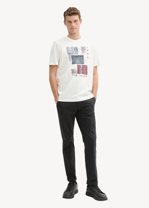 Tom Tailor T Shirt With Print Off White - 1044015-10332