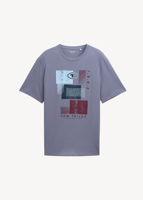 Tom Tailor T Shirt With Print Dove Grey - 1044015-11281