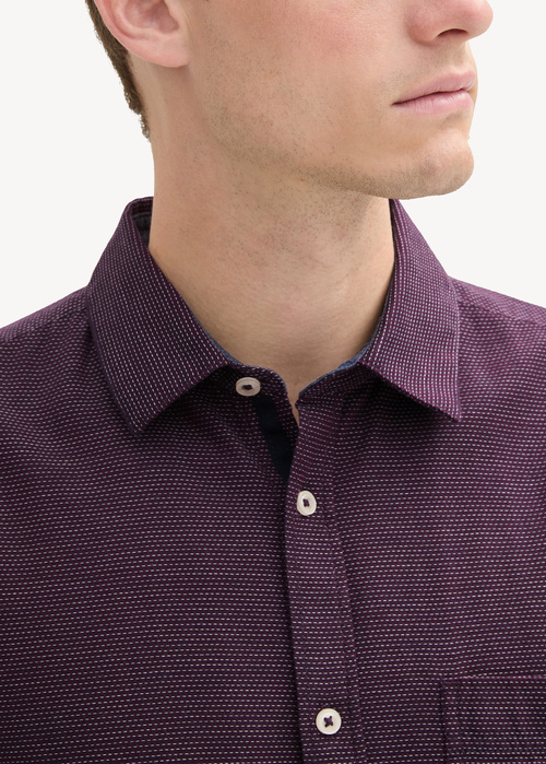 Tom Tailor Regular Fit Shirt With Structure Purple Diagonal Structure - 1043809-36679