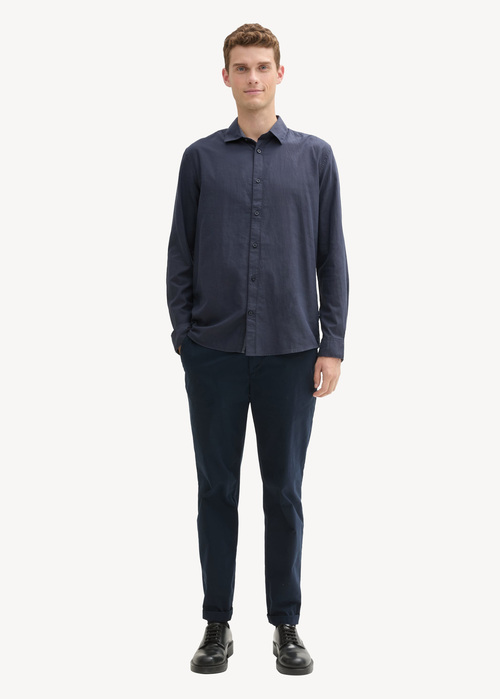 Tom Tailor Fitted Cotton Shirt Blue Structure - 1043813-36691