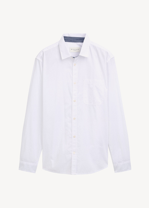 Tom Tailor Chambray Shirt With Breast Pocket White - 1043811-20000