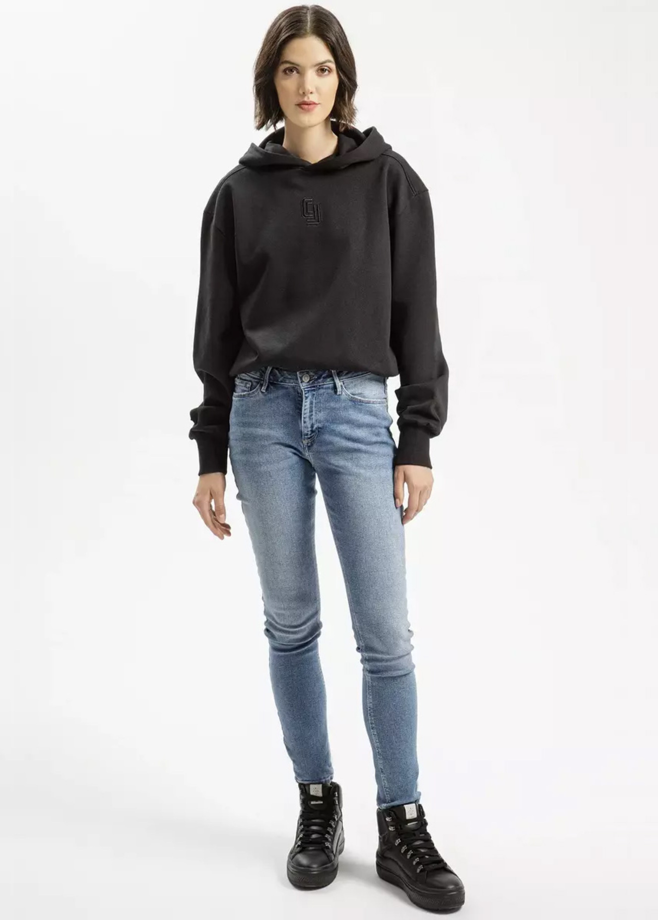 Cross Jeans Hoodie Sweatshirt Black 020 - 65413-020