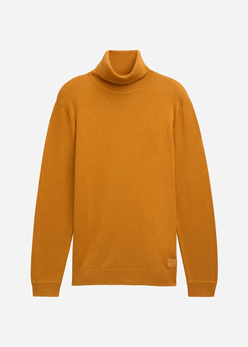 Tom Tailor Basic Turtleneck Jumper Peanut Butter Brown Melange