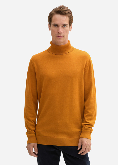 Tom Tailor Basic Turtleneck Jumper Peanut Butter Brown Melange - 1042456-37029