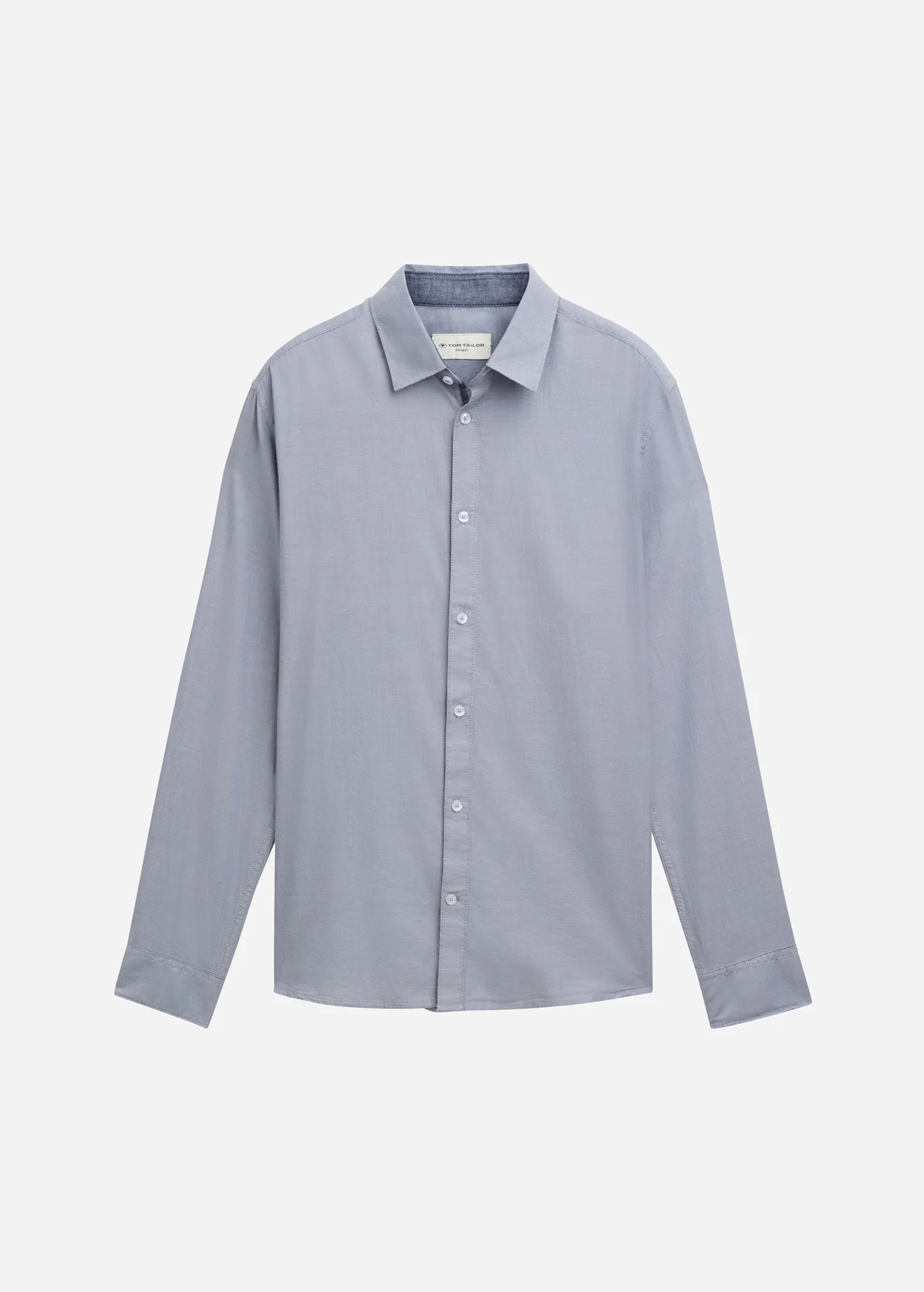 Tom Tailor Fitted Cotton Shirt Grey Structure
